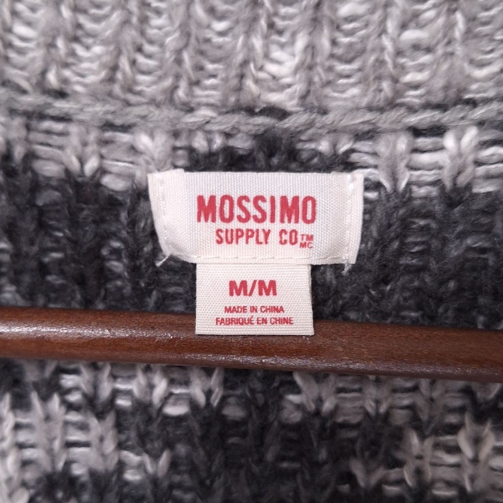 Mossimo Geometric Fair Isle Cardigan Sweater Women M Open Front Knit Gray Boho - Picture 4 of 11
